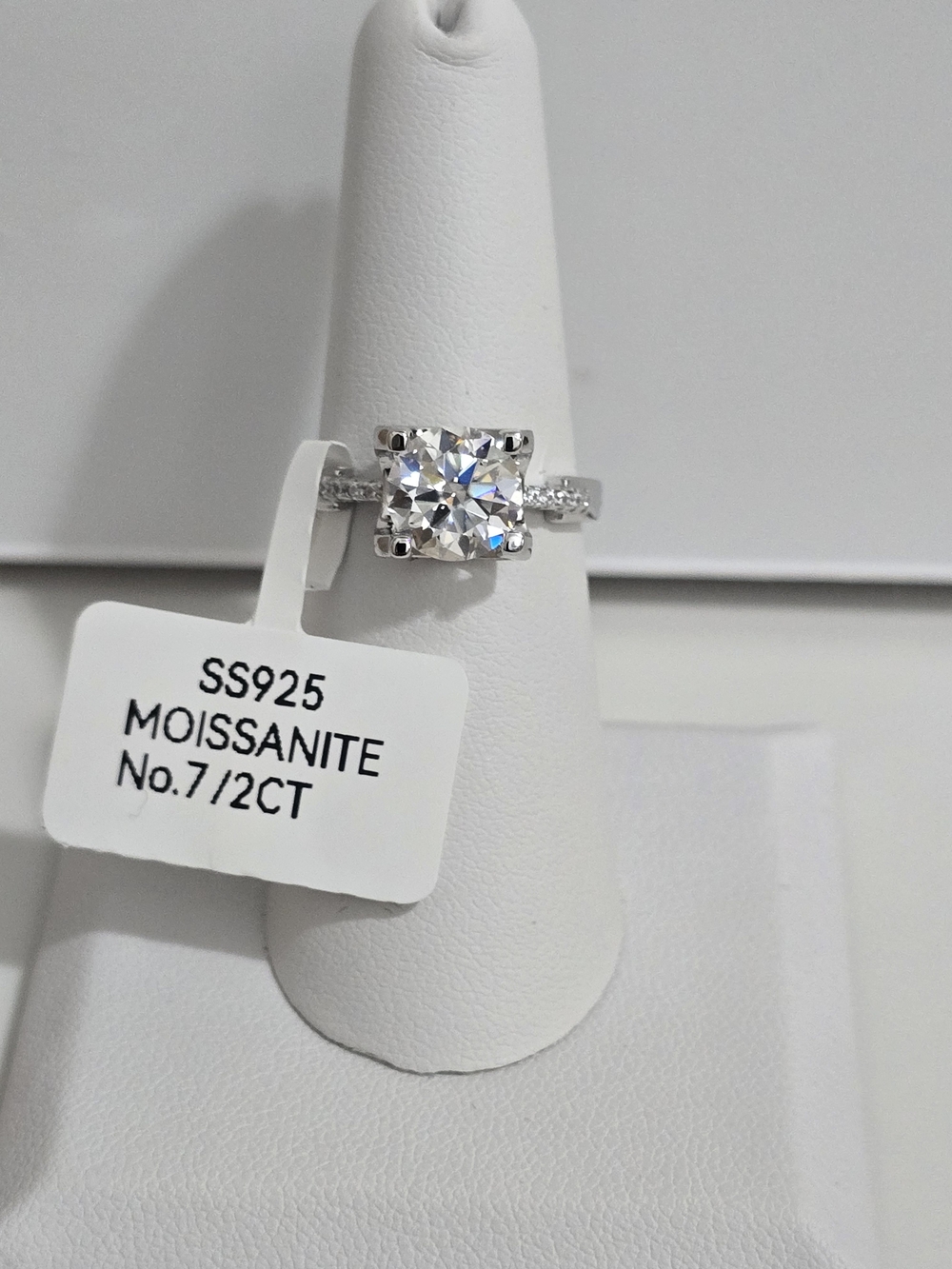 Moissanite Sterling Silver Engagement Ring - White